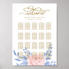 Póster Elegante gráfico de asientos de Boda Rústico Flora