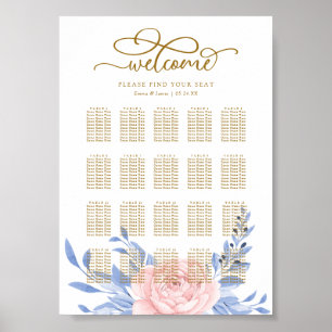 Póster Elegante gráfico de asientos de Boda Rústico Flora
