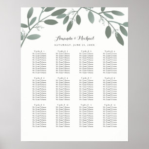 Póster Elegante gráfico de asientos de bodas de Eucalyptu
