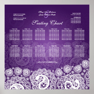 Póster Elegante gráfico de asientos de bodas Paisley Lace