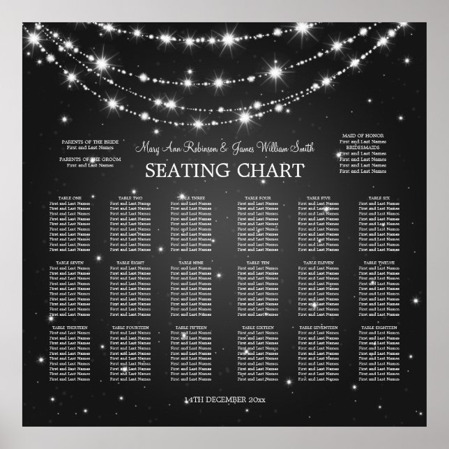 Póster Elegante gráfico de asientos de bodas Sparkling Ch (Frente)