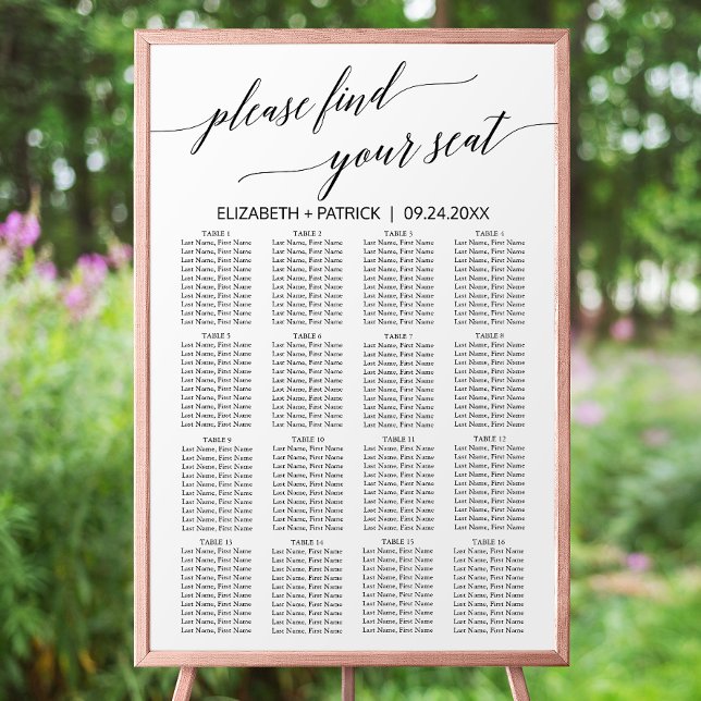 Póster Elegante gráfico de asientos de caligrafía blanca  (Subido por el creador)