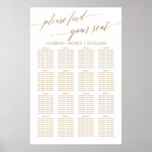 Póster Elegante gráfico de asientos de caligrafía de oro