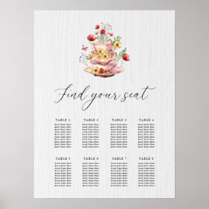 Póster Elegante gráfico de asientos de Fiesta de té de fl
