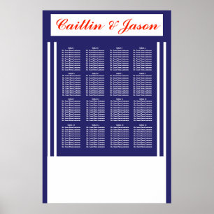 Póster Elegante gráfico de asientos de franjas de Boda ná