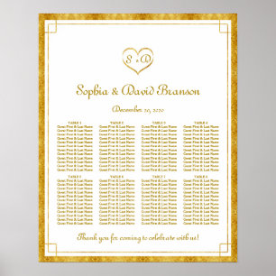 Póster Elegante gráfico de asientos de la boda del marco 