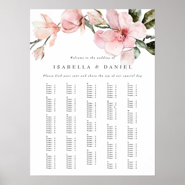 Póster Elegante gráfico de asientos de Magnolia floral al (Frente)