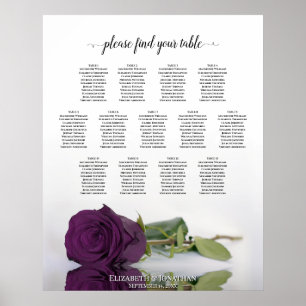 Póster Elegante Gráfico de asientos de mesa 13 Rosa púrpu