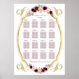 Póster Elegante gráfico de asientos de otoño floral de Bo