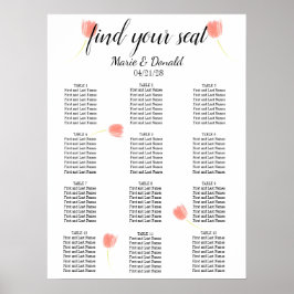 Póster Elegante gráfico de asientos de tulipanes rosa sua