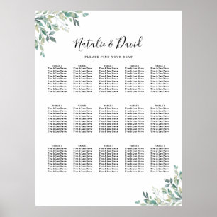 Póster Elegante gráfico de asientos del Boda Eucalyptus G