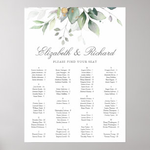 Póster Elegante gráfico de asientos del Boda Eucalyptus G