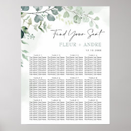 Póster Elegante gráfico de asientos del Boda Eucalyptus G
