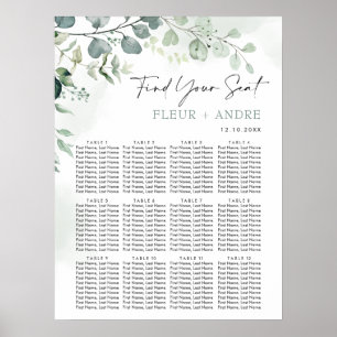 Póster Elegante gráfico de asientos del Boda Eucalyptus G