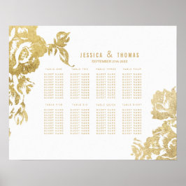 Póster Elegante gráfico de asientos florales de oro moder