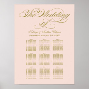 Póster Elegante gráfico de asientos para Bodas de caligra