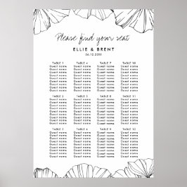 Póster Elegante gráfico de bodas Ginkgo Biloba