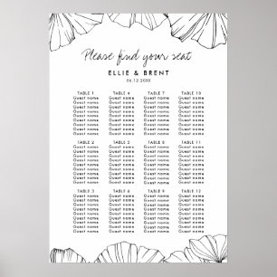 Póster Elegante gráfico de bodas Ginkgo Biloba