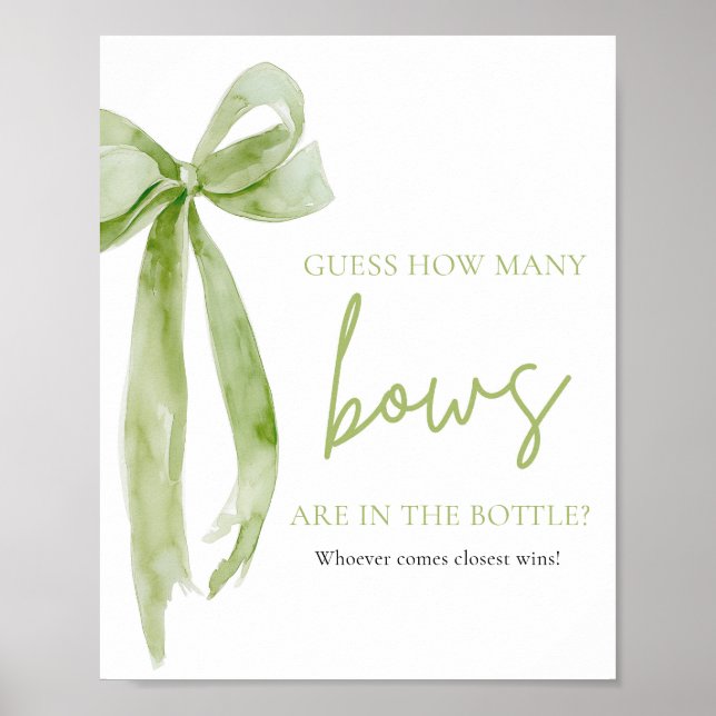 Póster Elegante Green Bow Adivina cuántos juegos de arcos (Frente)