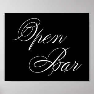 Póster Elegante guión blanco de barra abierta Tabla hor
