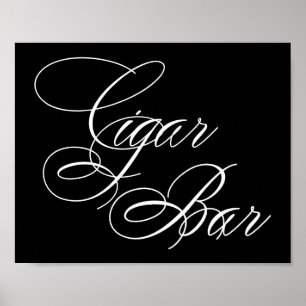 Póster Elegante guión blanco de la barra de puros Tabla