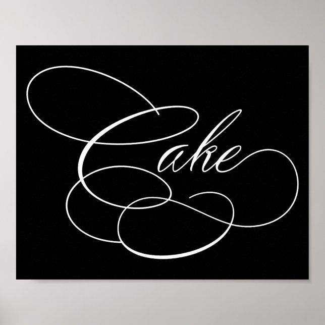 Póster Elegante guión blanco de pastel | Rótulo de tabla  (Frente)