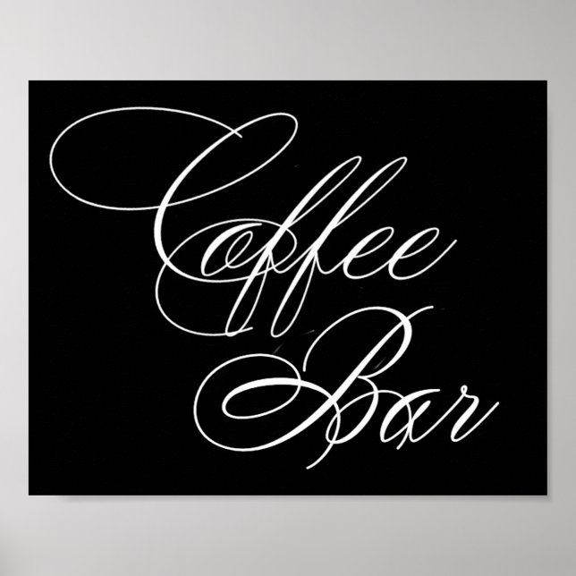 Póster Elegante guión blanco del bar del café | Tabla hor (Frente)