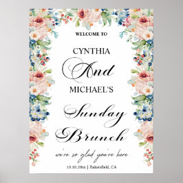Póster Elegante guión "Brunch dominical" Boda Floral