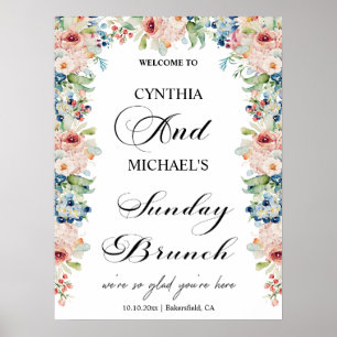 Póster Elegante guión "Brunch dominical" Boda Floral