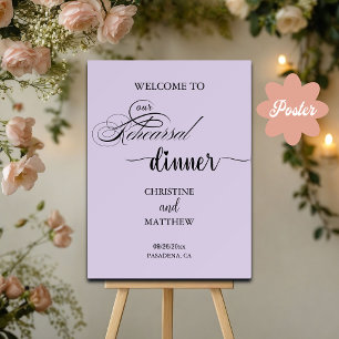 Póster Elegante guión de bienvenida a la cena de ensayo p