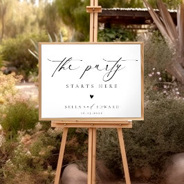 Póster Elegante guión de bienvenida Boda blanco negro