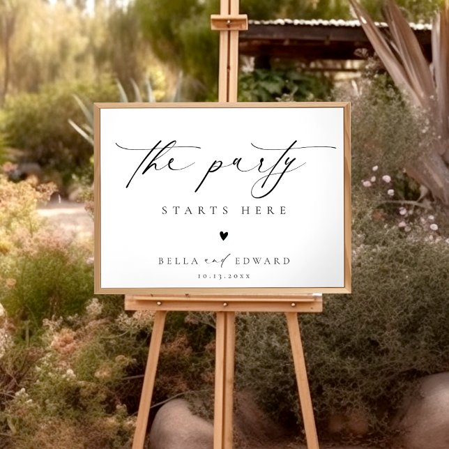 Póster Elegante guión de bienvenida Boda blanco negro (Subido por el creador)