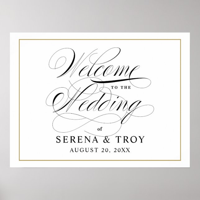 Póster Elegante guión de bienvenida de signo de bienvenid (Frente)