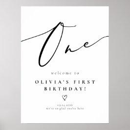 Póster Elegante guión de caligrafía Bienvenida al primer