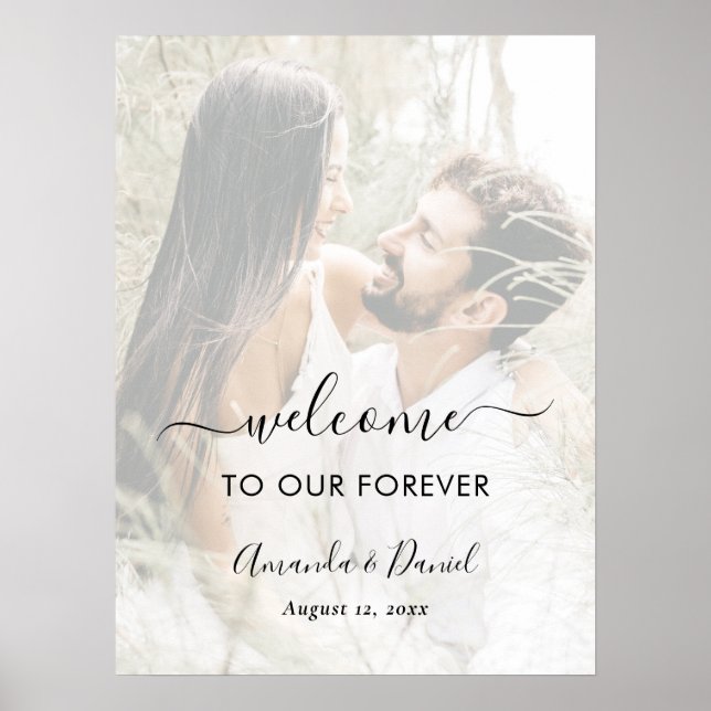 Póster Elegante guión de foto Boda de superposición de fo (Frente)