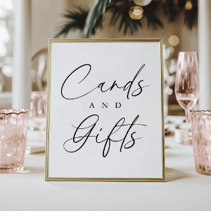 Póster Elegante guión de tarjetas de ducha de novia y reg