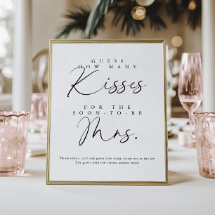 Póster Elegante Guión Escrito A Mano Cuántos Besos Juego