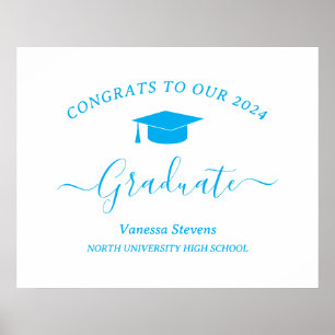 Póster Elegante guión Felicidades Graduación Moderno Blan
