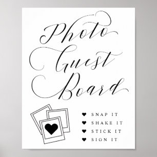 Póster Elegante guión foto Boda Rótulo de la placa de inv