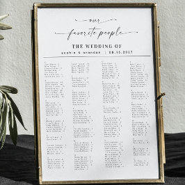 Póster Elegante guión gráfico de asientos alfabéticos Bod