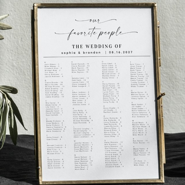 Póster Elegante guión gráfico de asientos alfabéticos Bod (Subido por el creador)