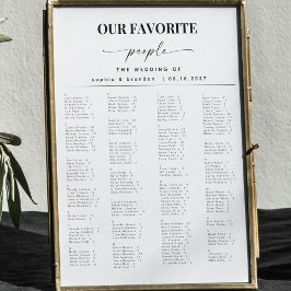 Póster Elegante guión gráfico de asientos alfabéticos Bod