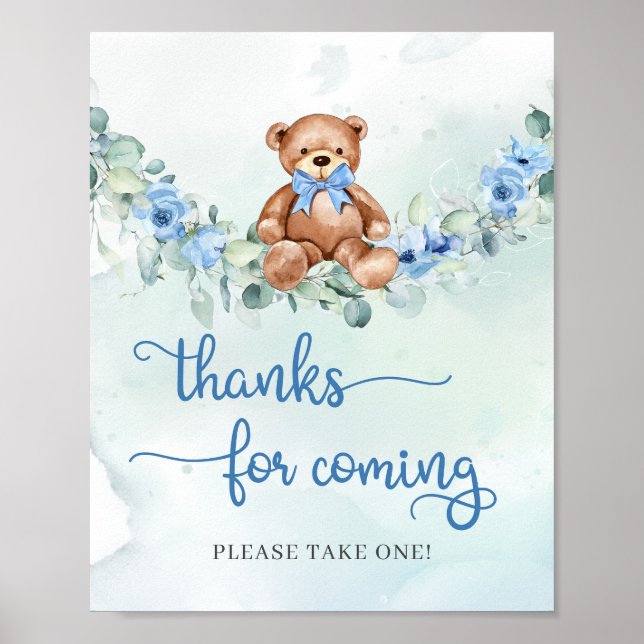 Póster Elegante guión lindo osito de peluche gracias por  (Frente)