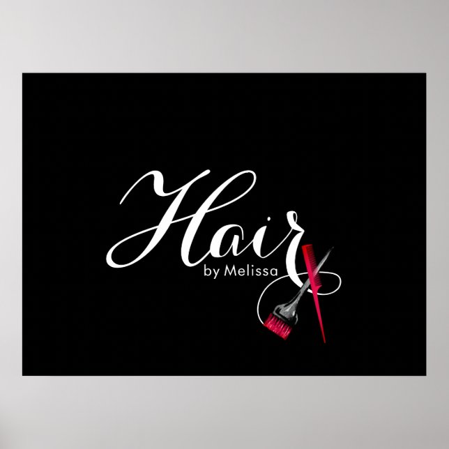 Póster Elegante guión moderno Estilo de cabello negro y b (Frente)