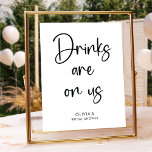 Póster Elegante guión moderno | Rótulo Fiesta Bar<br><div class="desc">Minimalista Placa de papel elegante,  contraste de color negro y blanco moderno para su ducha de novia.</div>