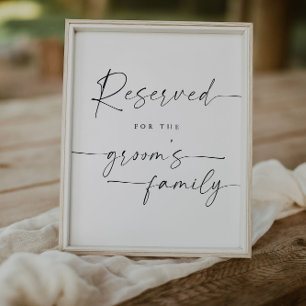 Póster Elegante Guión Reservado Para Rótulo Boda Familiar