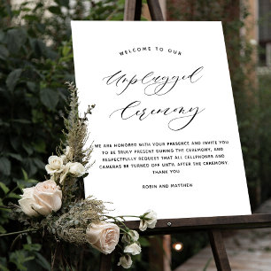 Póster Elegante guión Rótulo Boda de Ceremonia desenchufa