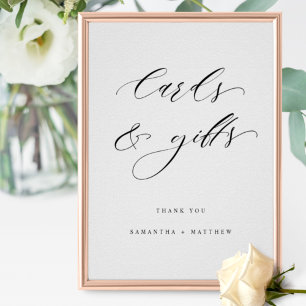 Póster Elegante guión, tarjetas y regalos Rótulo Boda