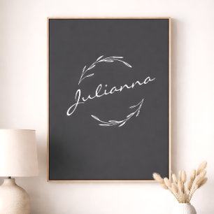 Póster Elegante guirnalda botánica en gris personalizado