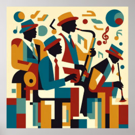 Póster Elegante Harlem Renaissance Resumen Cuarteto de Ja